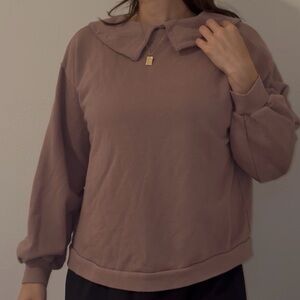 Women's Madewell Mauve Long Sleeve Collar Top